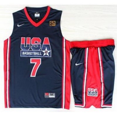 USA Basketball 1992 Olympic Dream Team Blue Jerseys & Shorts Suits 7# Larry Bird