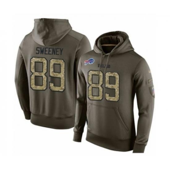 Football Mens Buffalo Bills 89 Tommy Sweeney Green Salute To Service Pullover Hoodie