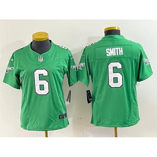 Women Philadelphia Eagles 6 DeVonta Smith Green 2023 F U S E  Stitched Football Jersey  Run Small