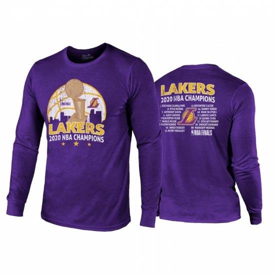 Los Angeles Lakers 2020 NBA Finals Champions Purple Trophy Logo Long Sleeve Tee