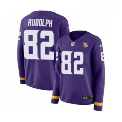 Womens Nike Minnesota Vikings 82 Kyle Rudolph Limited Purple Therma Long Sleeve NFL Jersey