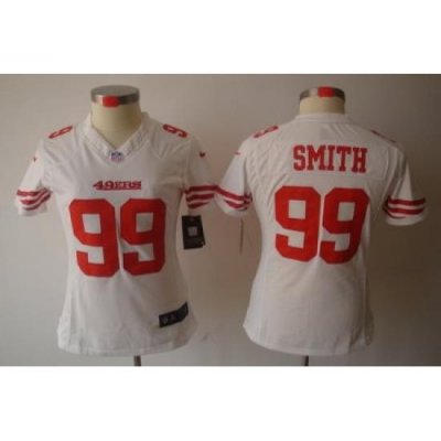 Women Nike NFL San Francisco 49ers 99# Aldon Smith White Color[NIKE LIMITED Jersey]