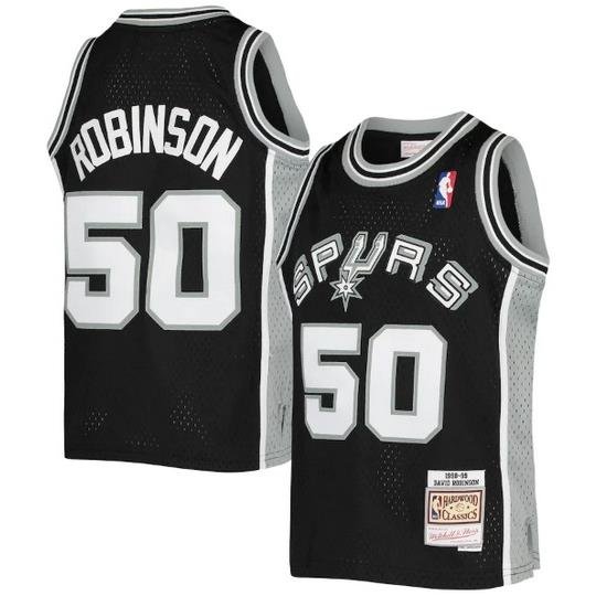 Men San Antonio Spurs 50 David Robinson Mitchell  26 Ness Black 1998 99 Hardwood Classics Swingman Throwback Jersey