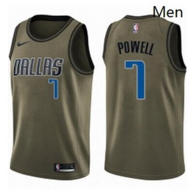 Mens Nike Dallas Mavericks 7 Dwight Powell Swingman Green Salute to Service NBA Jersey