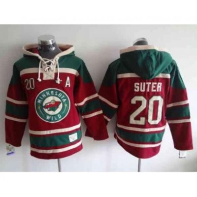 nhl jerseys minnesota wilds #20 suter red-green[pullover hooded sweatshirt][patch A][suter]