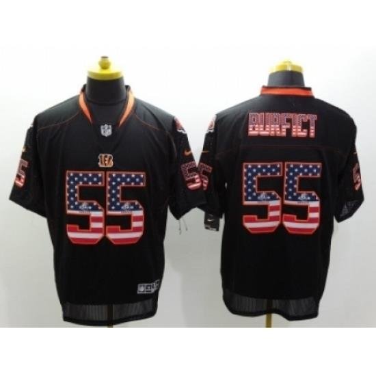 Nike Cincinnati Bengals 55 Vontaze Burfict Black Elite USA Flag Fashion NFL Jersey