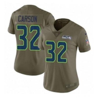 Womens Nike Seattle Seahawks 32 Chris Carson Limited Olive 2017 Salute to Service NFL Jersey