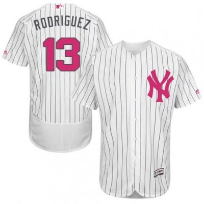 Mens Majestic New York Yankees 13 Alex Rodriguez Authentic White 2016 Mothers Day Fashion Flex Base Jersey