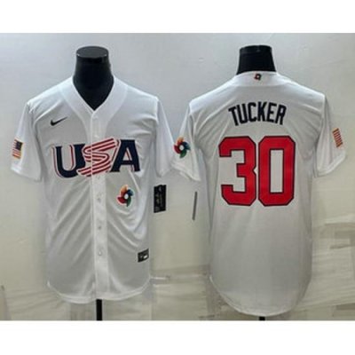 Men's USA Baseball #30 Kyle Tucker 2023 White World Baseball Classic Stitched Jersey