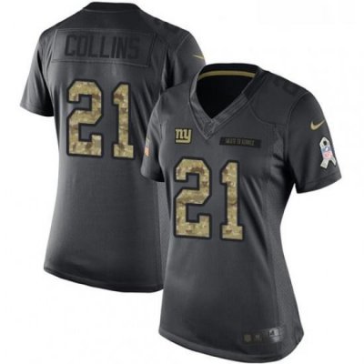 Womens Nike New York Giants 21 Landon Collins Limited Black 2016 Salute to Service NFL Jersey