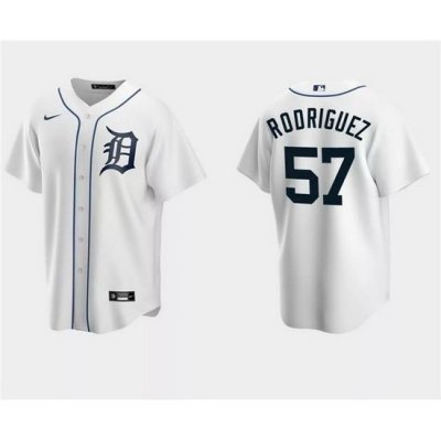 Men Detroit Tigers 57 Eduardo Rodriguez White Cool Base Stitched Jersey