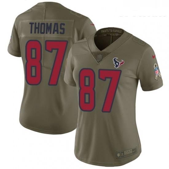 Womens Nike Houston Texans 87 Demaryius Thomas Limited Olive 2017 Salute to Service NFL Jersey