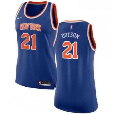 Womens Nike New York Knicks 21 Damyean Dotson Swingman Royal Blue NBA Jersey Icon Edition