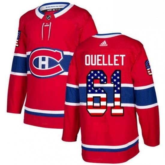 Mens Adidas Montreal Canadiens 61 Xavier Ouellet Authentic Red USA Flag Fashion NHL Jersey