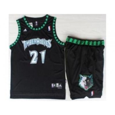 Minnesota Timberwolves 21 Kevin Garnett Black Hardwood Classics Revolution 30 NBA Jersey Short Suits