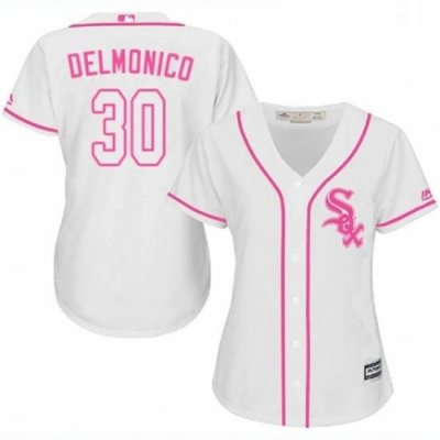 Womens Majestic Chicago White Sox 30 Nicky Delmonico Replica White Fashion Cool Base MLB Jersey