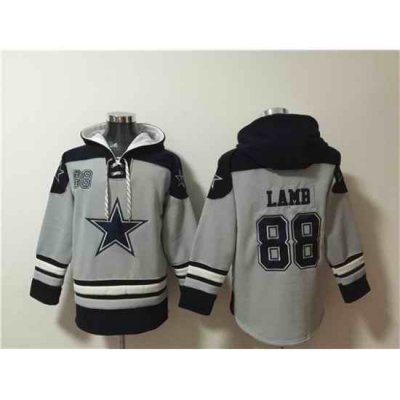 Men Dallas Cowboys 88 CeeDee Lamb Grey Ageless Must Have Lace Up Pullover Hoodie