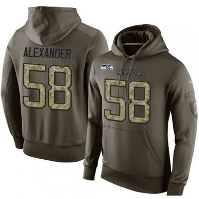 NFL Nike Seattle Seahawks 58 DJ Alexander Green Salute To Service Mens Pullover Hoodie