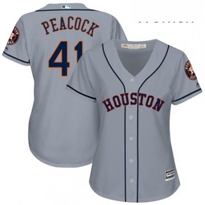 Womens Majestic Houston Astros 41 Brad Peacock Authentic Grey Road Cool Base MLB Jersey