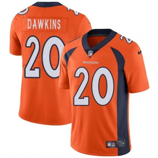 Men Nike Denver Broncos 20 Brian Dawkins Orange Team Color Vapor Untouchable Limited Player NFL Jersey