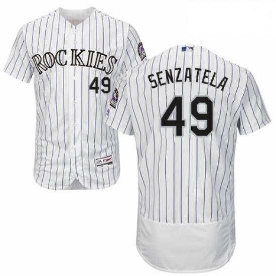 Mens Majestic Colorado Rockies 49 Antonio Senzatela White Home Flex Base Authentic Collection MLB Jersey