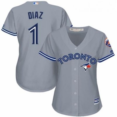 Womens Majestic Toronto Blue Jays 1 Aledmys Diaz Replica Grey Road MLB Jersey