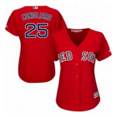 Womens Majestic Boston Red Sox 25 Tony Conigliaro Replica Red Alternate Home MLB Jersey