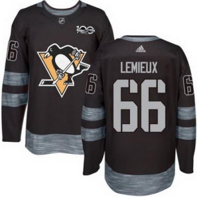 Penguins #66 Mario Lemieux Black 1917 2017 100th Anniversary Stitched NHL Jersey