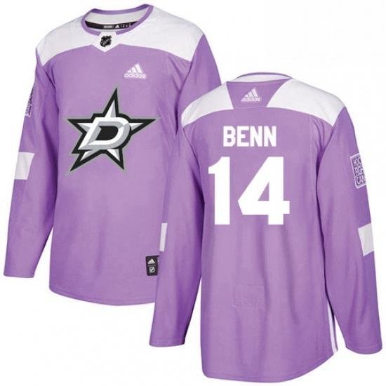 Mens Adidas Dallas Stars 14 Jamie Benn Authentic Purple Fights Cancer Practice NHL Jersey