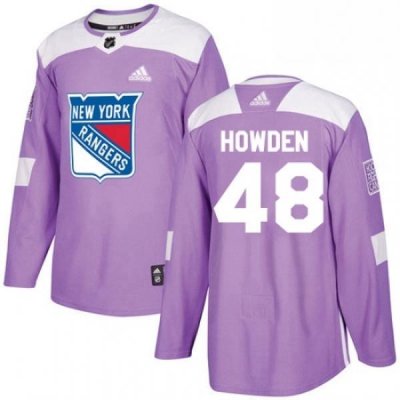 Mens Adidas New York Rangers 48 Brett Howden Authentic Purple Fights Cancer Practice NHL Jersey