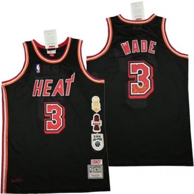 Men Miami Heat 3 Dwyane Wade Black honor Throwback Jerseys