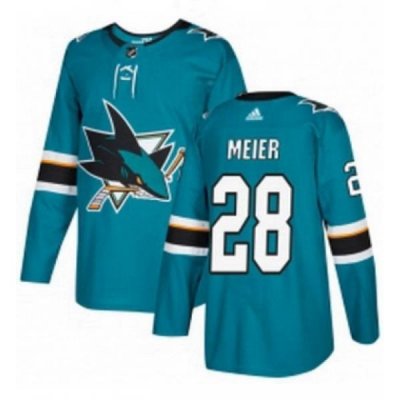 Mens Adidas San Jose Sharks 28 Timo Meier Authentic Teal Green Home NHL Jersey