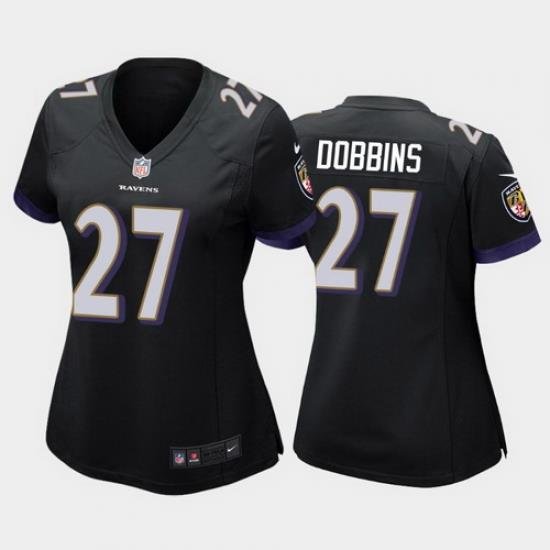 women j.k. dobbins baltimore ravens black game jersey