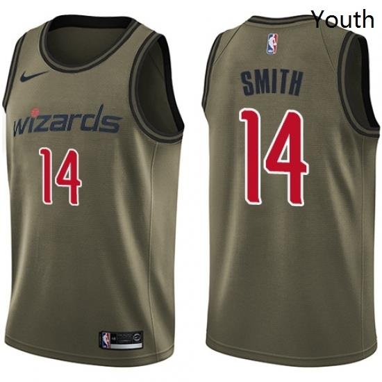 Youth Nike Washington Wizards 14 Jason Smith Swingman Green Salute to Service NBA Jersey