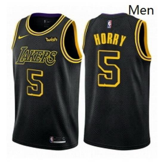 Mens Nike Los Angeles Lakers 5 Robert Horry Authentic Black City Edition NBA Jersey