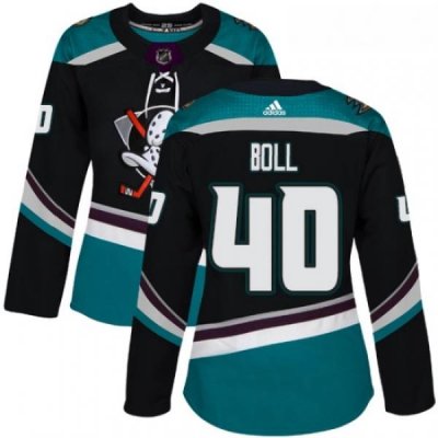 Womens Adidas Anaheim Ducks 40 Jared Boll Authentic Black Teal Third NHL Jersey