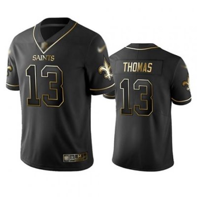 Saints 13 Michael Thomas Black Men Stitched Football Limited Golden Edition Jersey