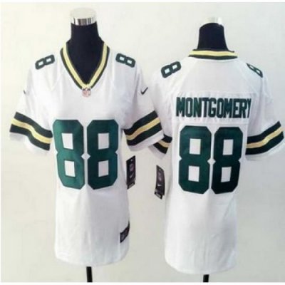 Women New Packers #88 Ty Montgomery White Stitched NFL Elite Jersey