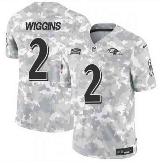 Men Baltimore Ravens 2 Nate Wiggins 2024 F U S E Arctic Camo Salute To Service Limited Stitched Football Jersey