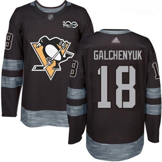 Penguins #18 Alex Galchenyuk Black 1917 2017 100th Anniversary Stitched Hockey Jersey