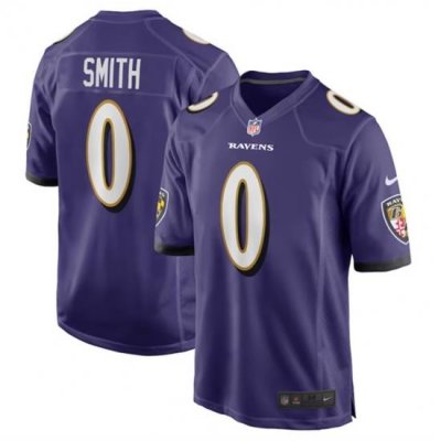 Men Baltimore Ravens 0 Roquan Smith Purple Game Football Jersey