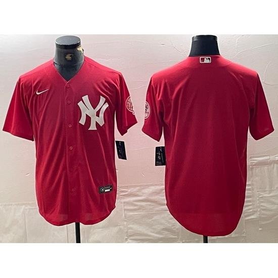 Men NeW York Yankees Big Logo Red Cool Base Stitched Baseball Jersey 12