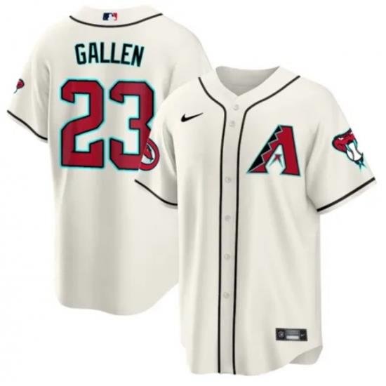 Men Arizona Diamondbacks 23 Zac Gallen 2023 24 Cream Cool Base Stitched Baseball Jersey