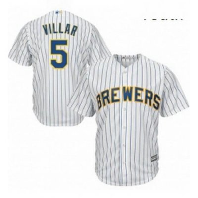 Youth Majestic Milwaukee Brewers 5 Jonathan Villar Authentic White Alternate Cool Base MLB Jersey