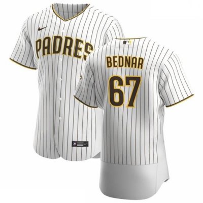 San Diego Padres 67 David Bednar Men Nike White BroWn Home 2020 Authentic Player Jersey