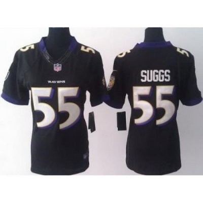 Women Nike Baltimore Ravens 55 Terrell Suggs Black LIMITED Jerseys