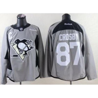 Penguins #87 Sidney Crosby Grey Practice Stitched NHL Jersey