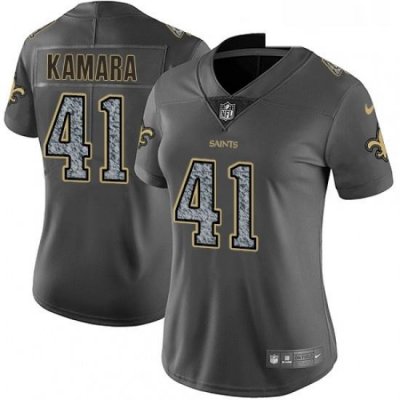 Womens Nike NeW Orleans Saints 41 Alvin Kamara Gray Static Vapor Untouchable Limited NFL Jersey