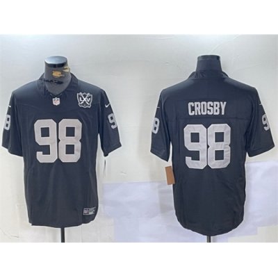 Men Las Vegas Raiders 98 Maxx Crosby Black 2023 F U S E 65th Anniversary Patch Vapor Untouchable Stitched Football Jersey