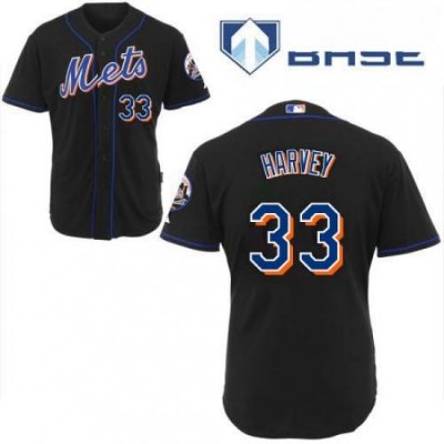 Mens Majestic NeW York Mets 33 Matt Harvey Replica Black Cool Base MLB Jersey